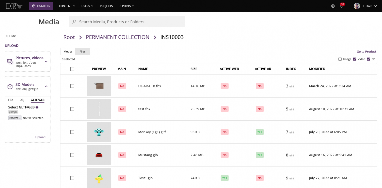 GLTF/GLB 3D Models support - EEXAR